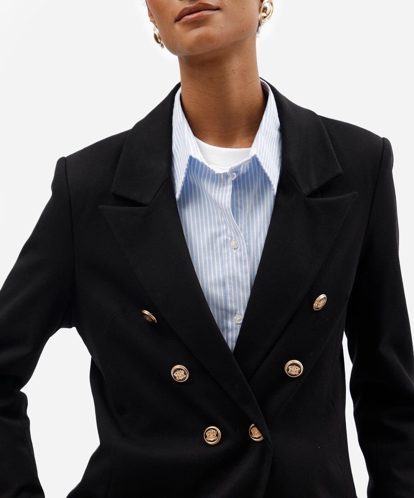 blazer em piquet com ombreiras preto