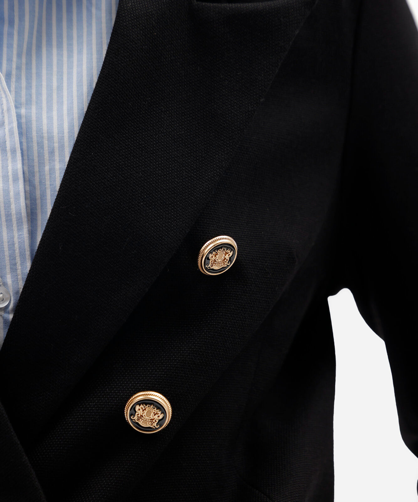 blazer em piquet com ombreiras preto