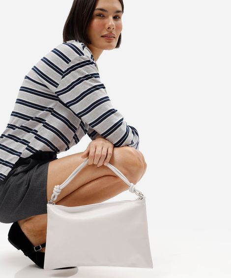 bolsa baguete alça com nós off white