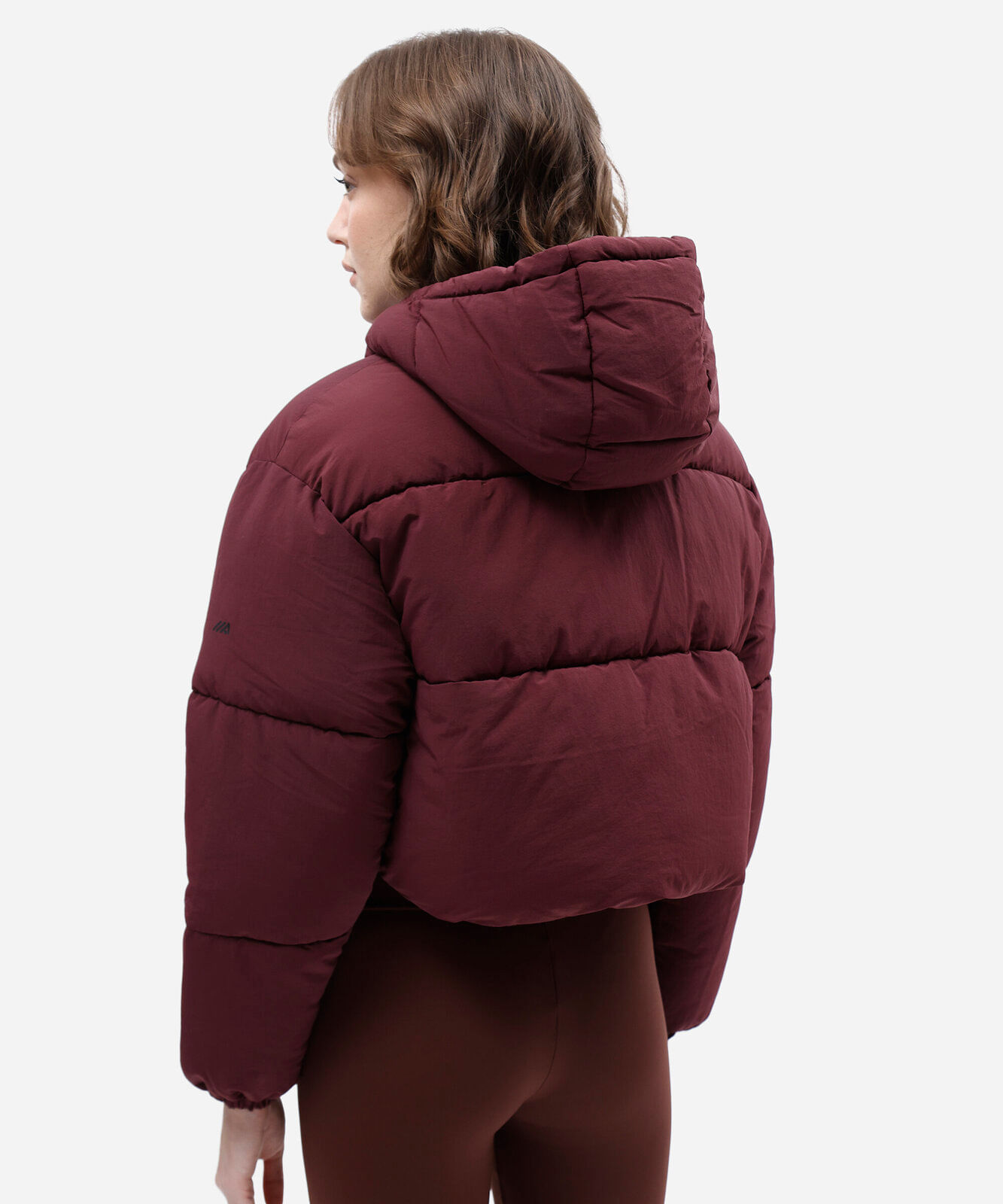 jaqueta puffer cropped feminina esportiva vinho