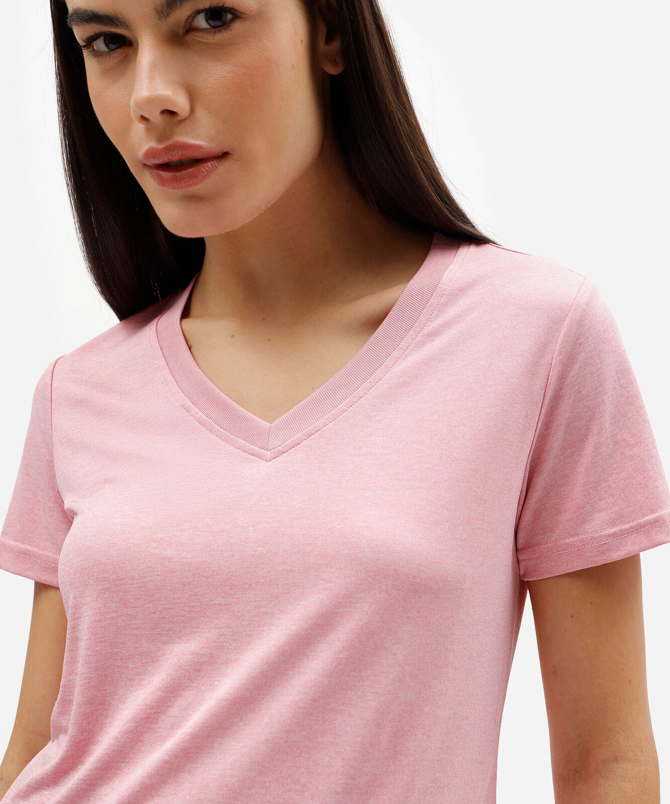 blusa esportiva feminina decote v manga curta rosa