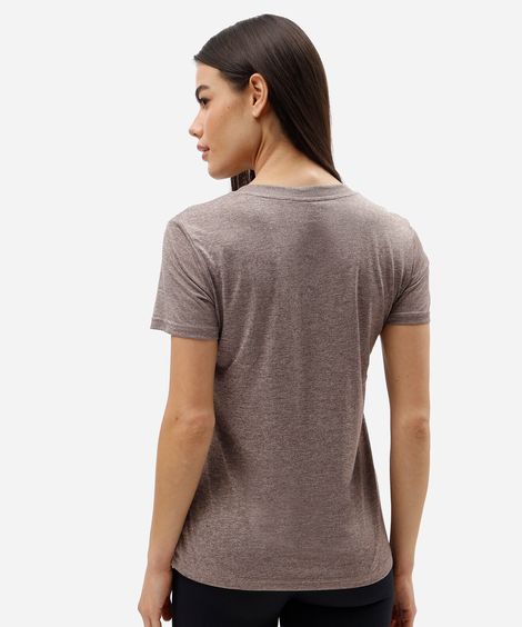 blusa esportiva feminina decote v manga curta marrom