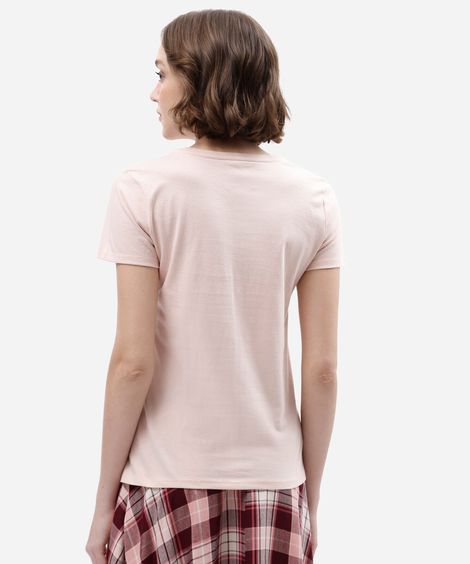 camiseta feminina de algodão manga curta hello kitty rosa