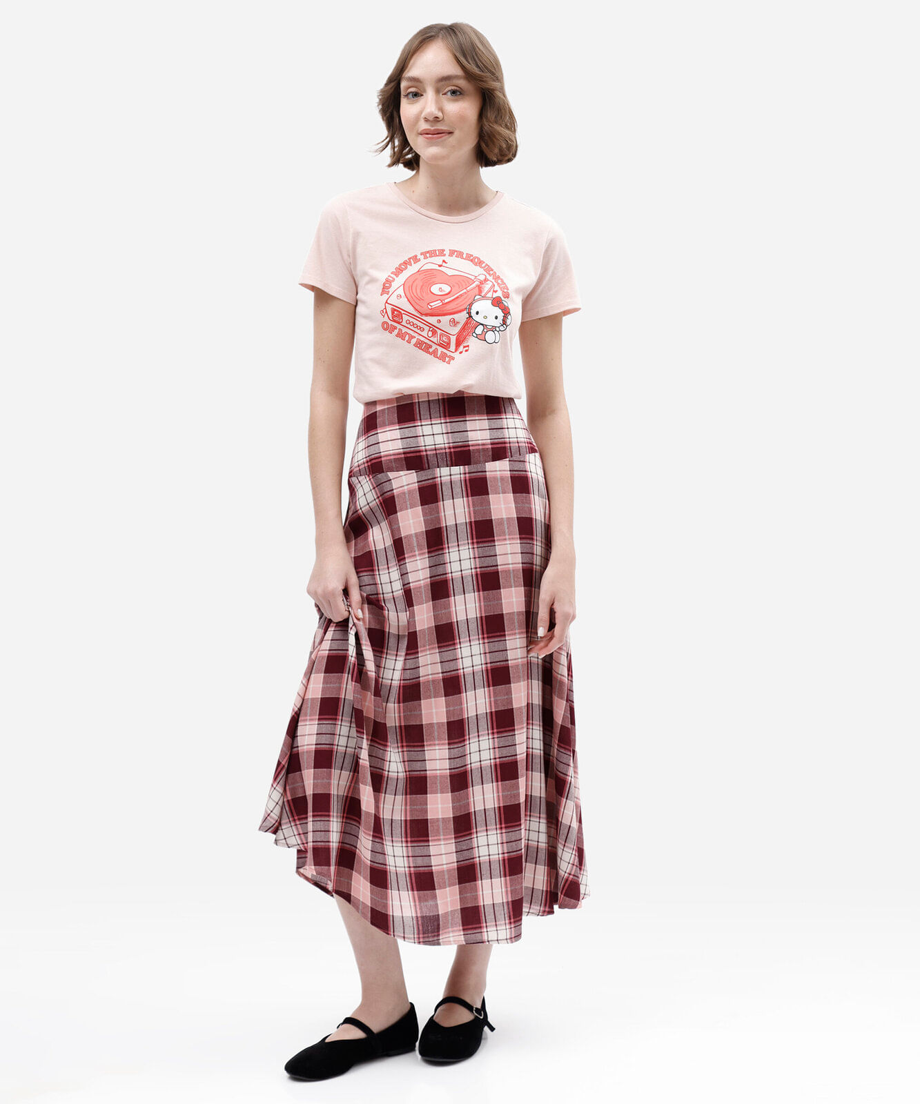 camiseta feminina de algodão manga curta hello kitty rosa