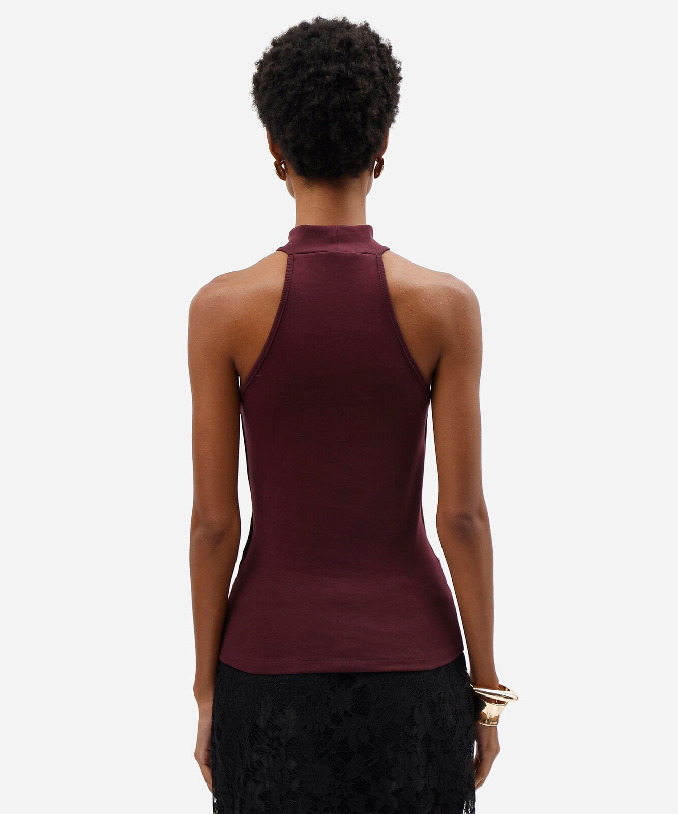 blusa halterneck feminina de algodão vinho
