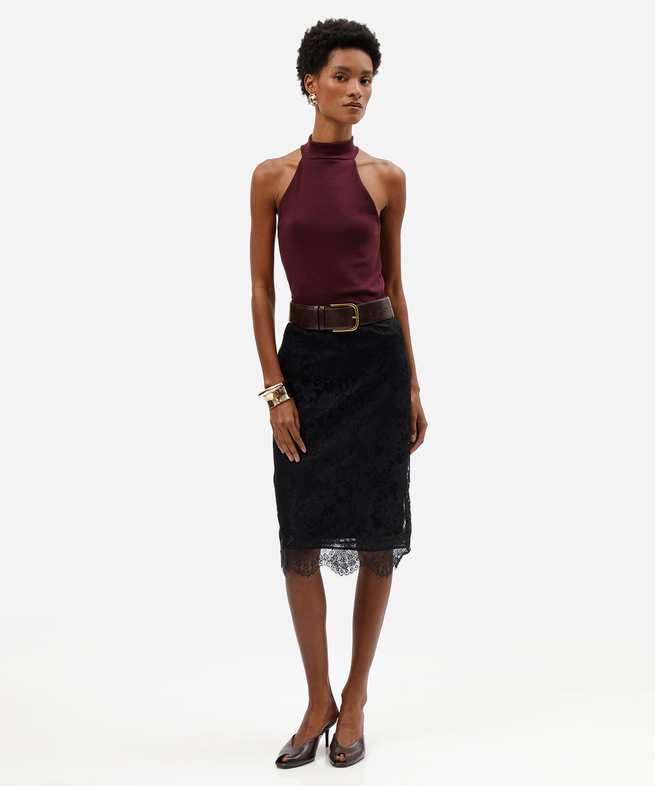 blusa halterneck feminina de algodão vinho
