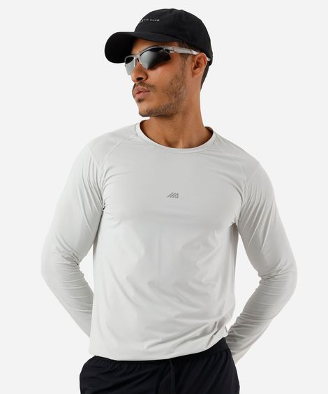 camiseta masculina manga longa cinza