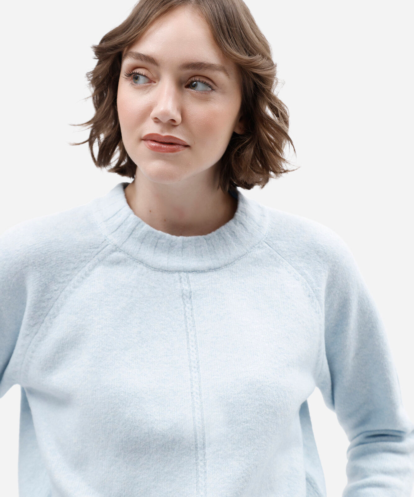 suéter feminino de tricot decote redondo azul