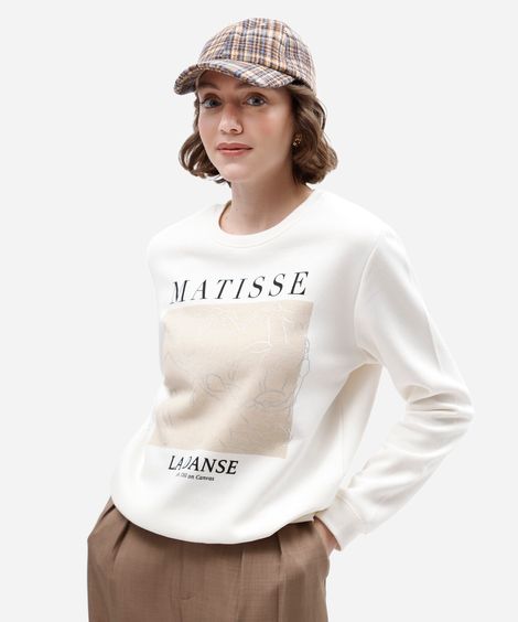 blusão feminino de moletom matisse off white