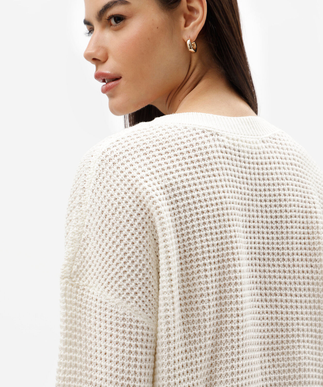 suéter cropped feminino de tricot texturizado off white