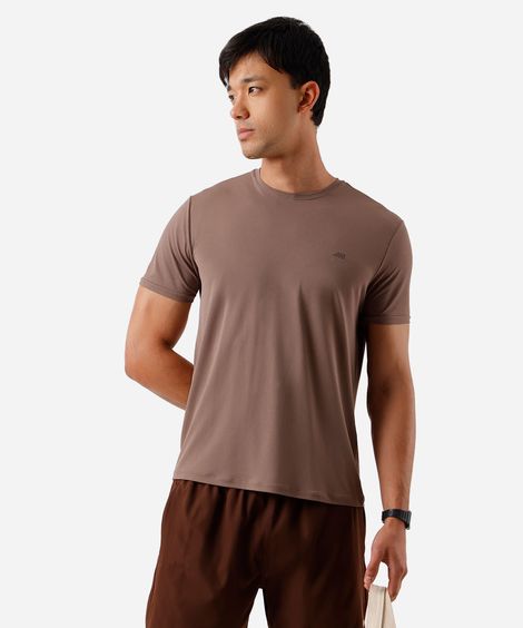 camiseta esportiva masculina de poliamida manga curta marrom