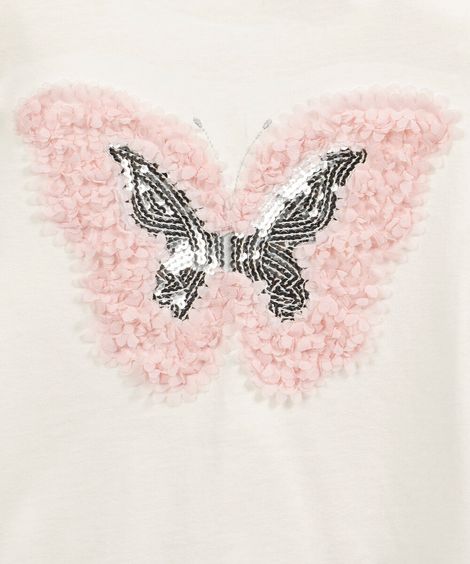 blusa infantil de algodão manga longa com bordado off white