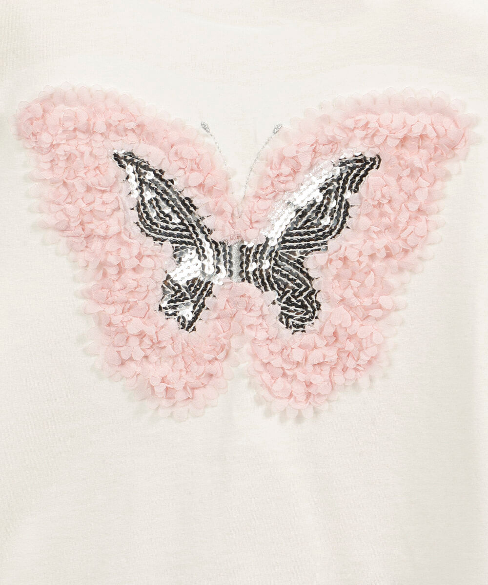 blusa infantil de algodão manga longa com bordado off white