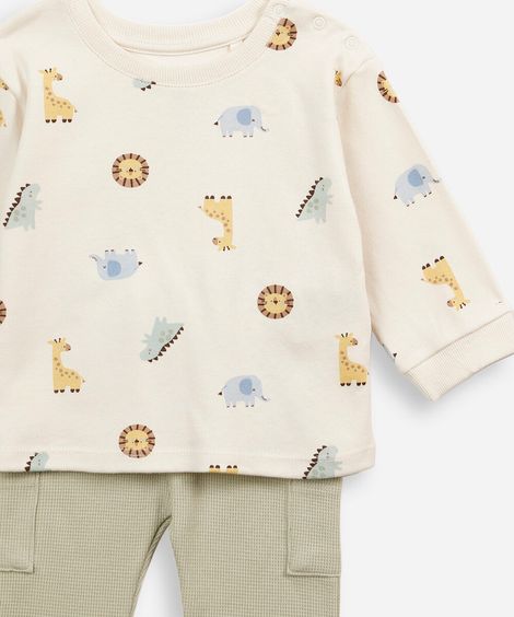conjunto longo infantil bichinhos verde