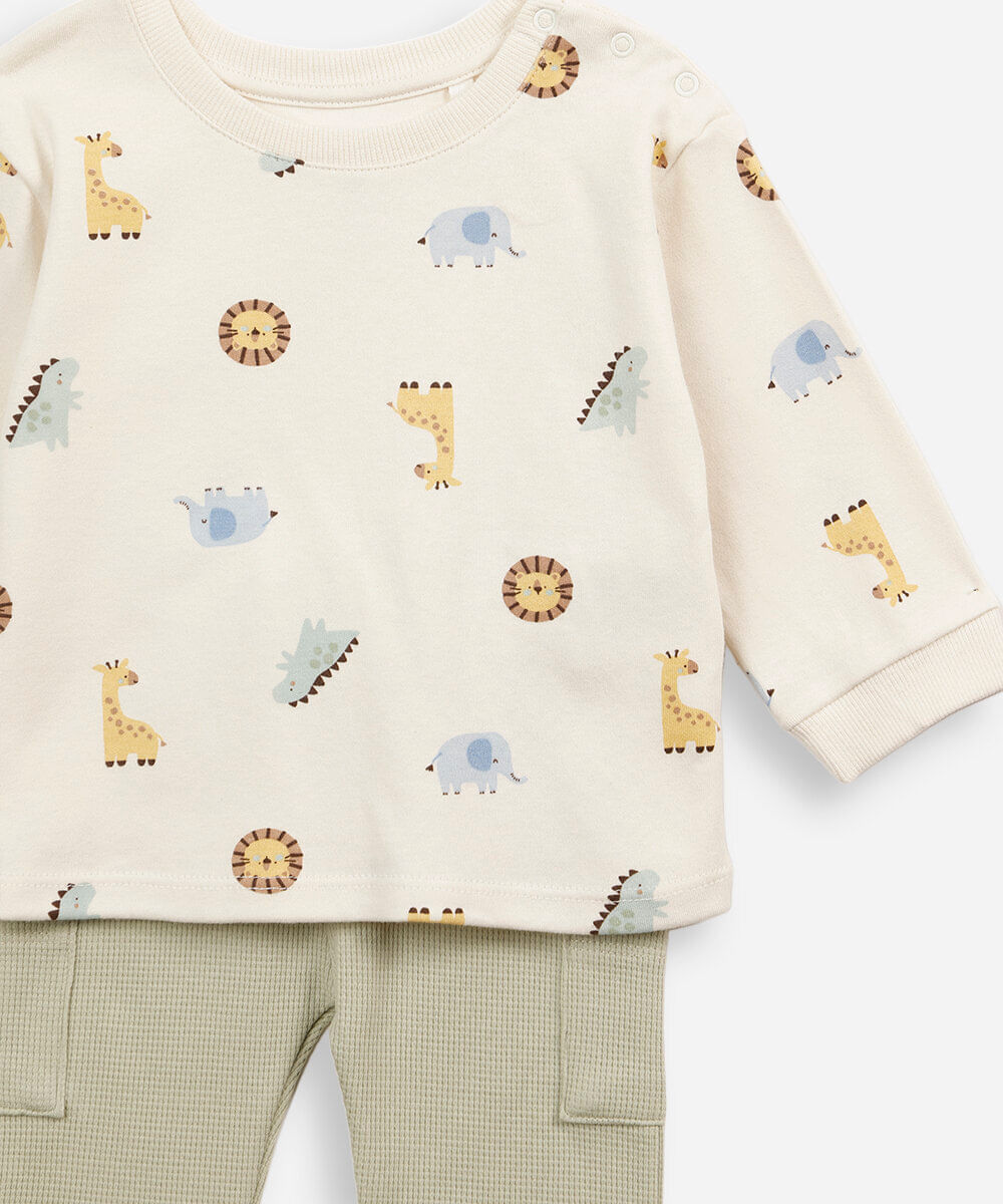conjunto longo infantil bichinhos verde
