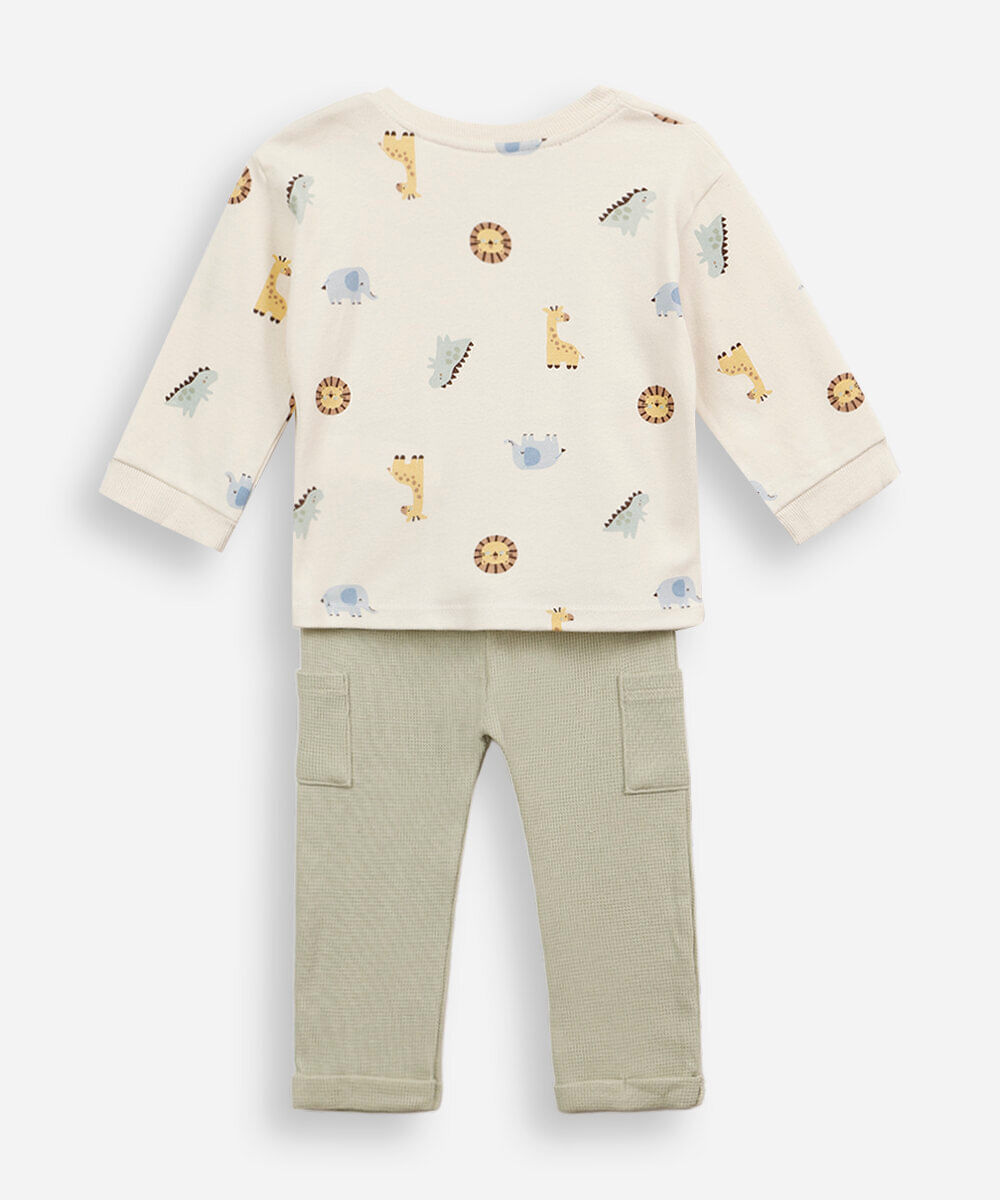 conjunto longo infantil bichinhos verde
