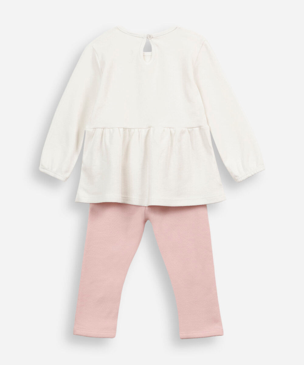 conjunto longo infantil ursinha rosa
