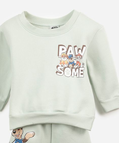 conjunto longo infantil de moletom patrulha canina verde