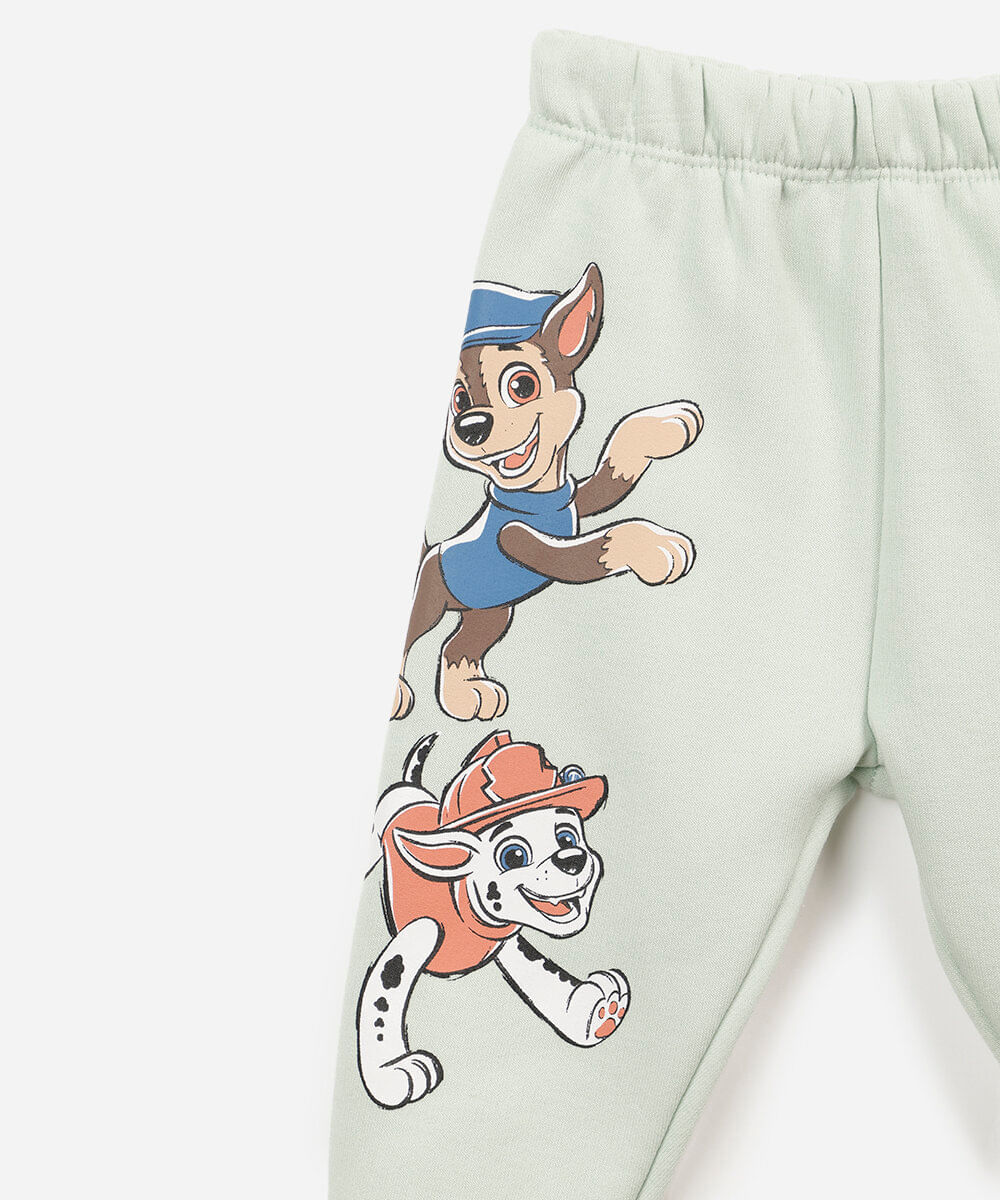 conjunto longo infantil de moletom patrulha canina verde