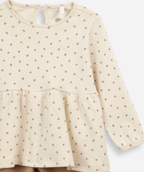 conjunto longo infantil animal print marrom