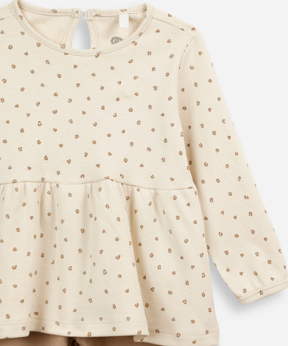 conjunto longo infantil animal print marrom