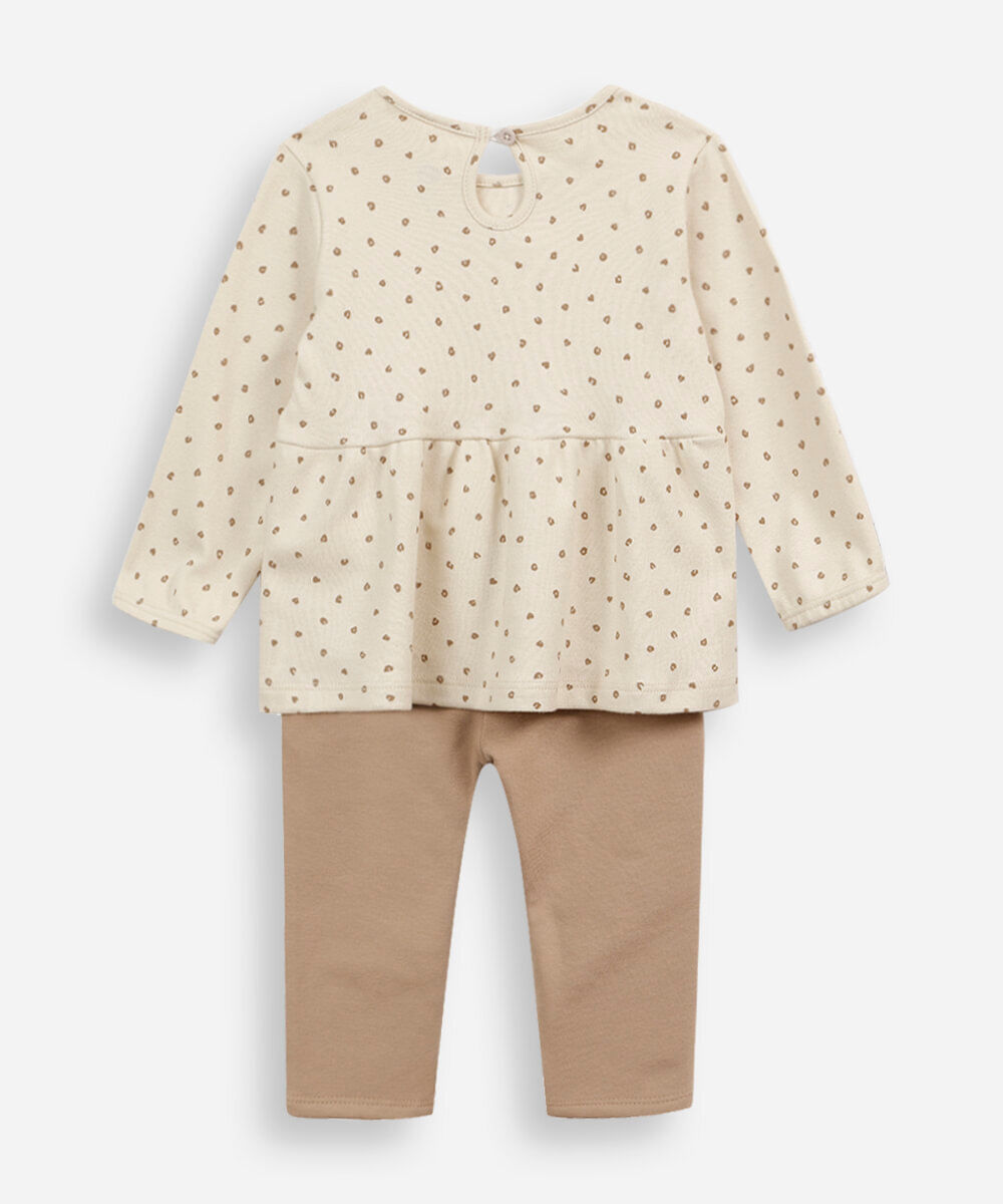 conjunto longo infantil animal print marrom