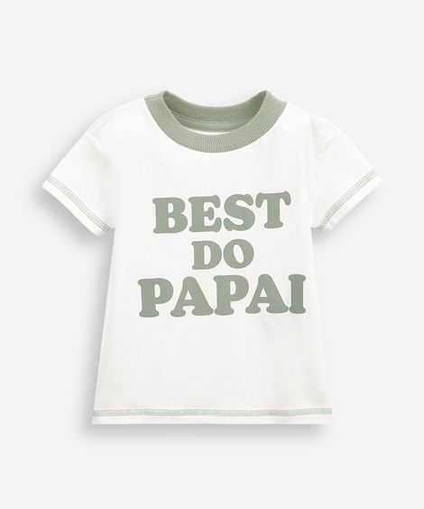 camiseta infantil de algodão manga curta estampada off white