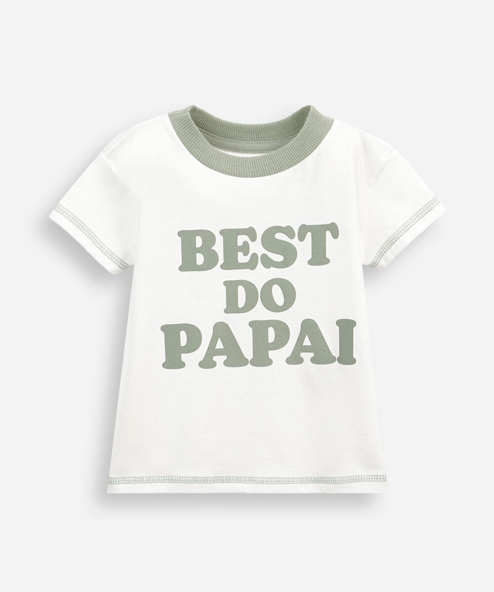 camiseta infantil de algodão manga curta estampada off white