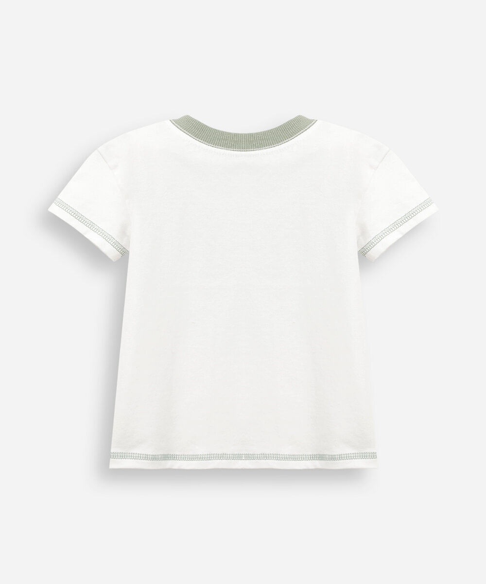 camiseta infantil de algodão manga curta estampada off white