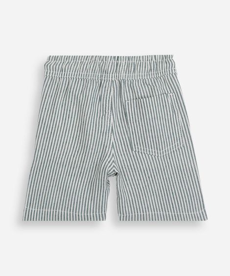 short infantil de sarja cós elástico listrado verde