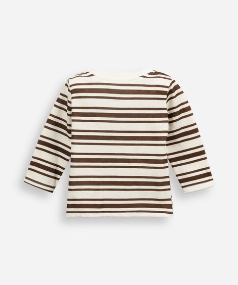 camiseta infantil de algodão manga longa listrada marrom