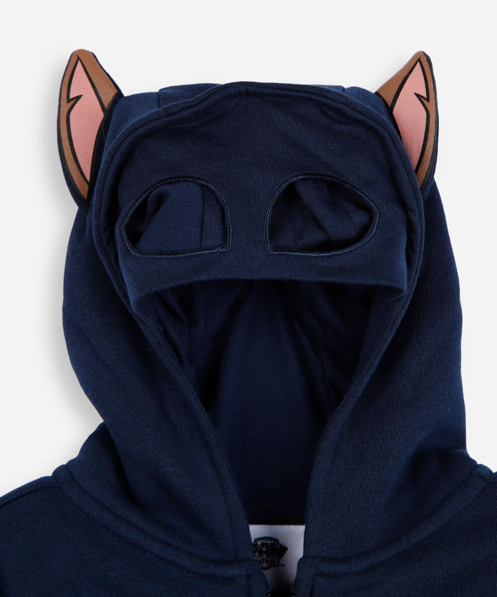 blusão infantil de moletom com capuz patrulha canina azul