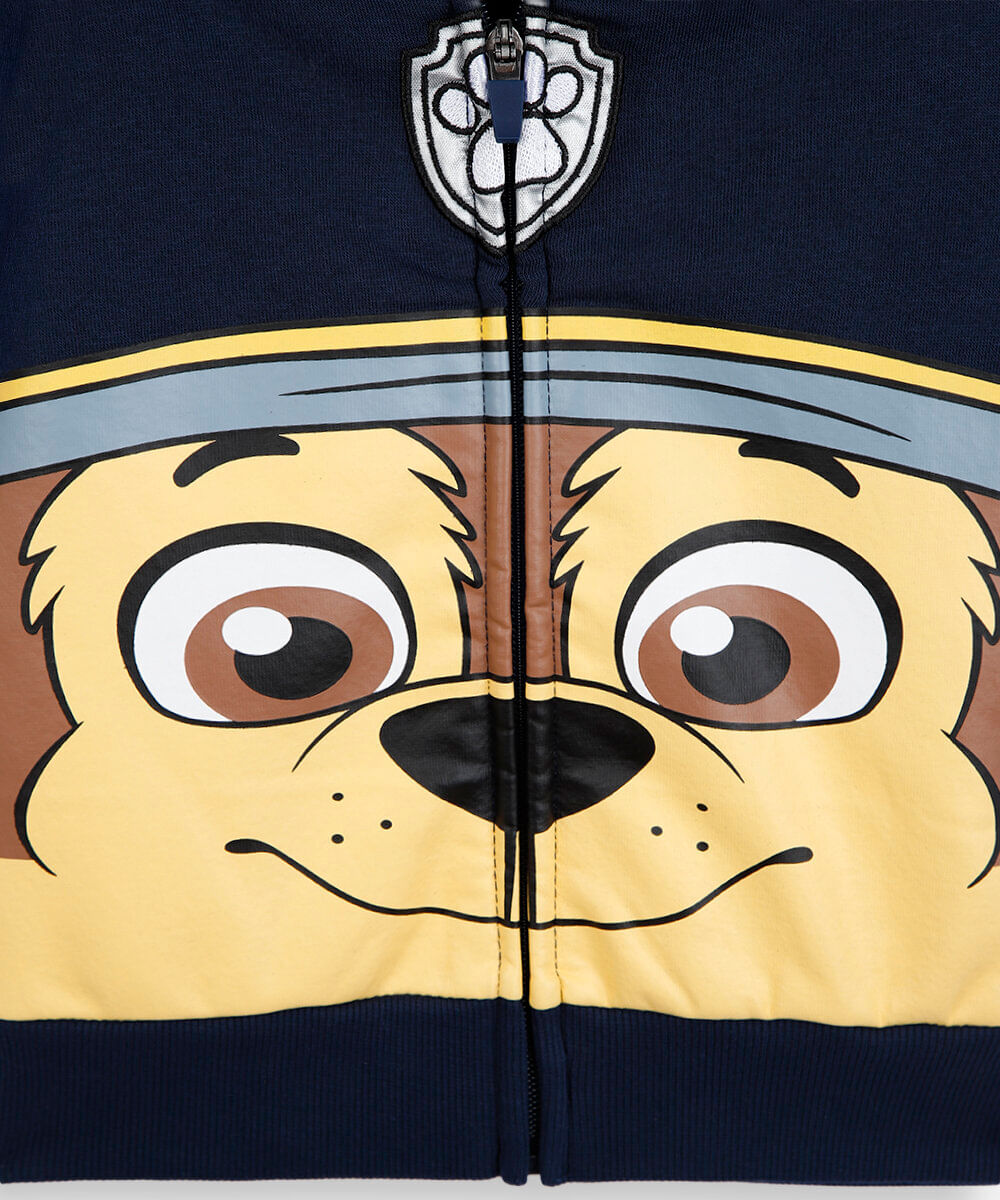 blusão infantil de moletom com capuz patrulha canina azul