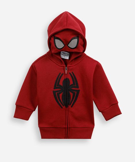 blusão infantil moletom com capuz homem aranha vinho