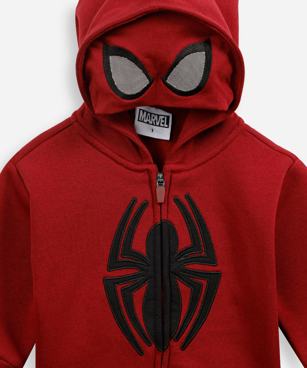 blusão infantil moletom com capuz homem aranha vinho