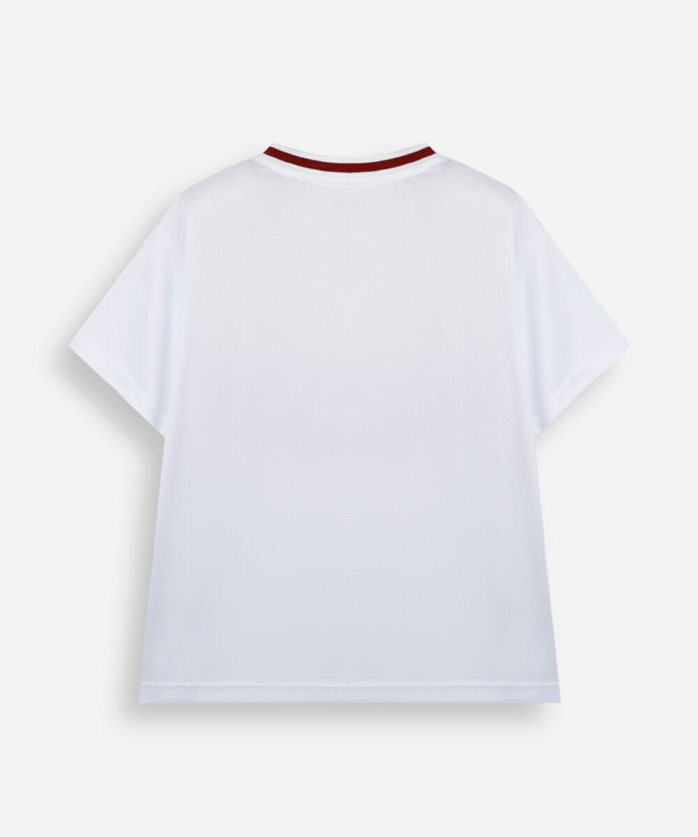 camiseta esportiva infantil manga curta com recorte toy story off white