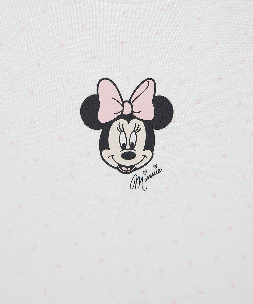 body infantil de algodão manga longa minnie poá off white
