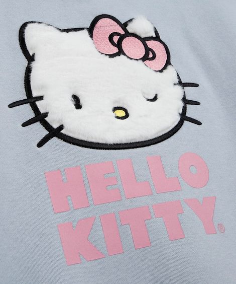 blusão infantil de moletom hello kitty azul