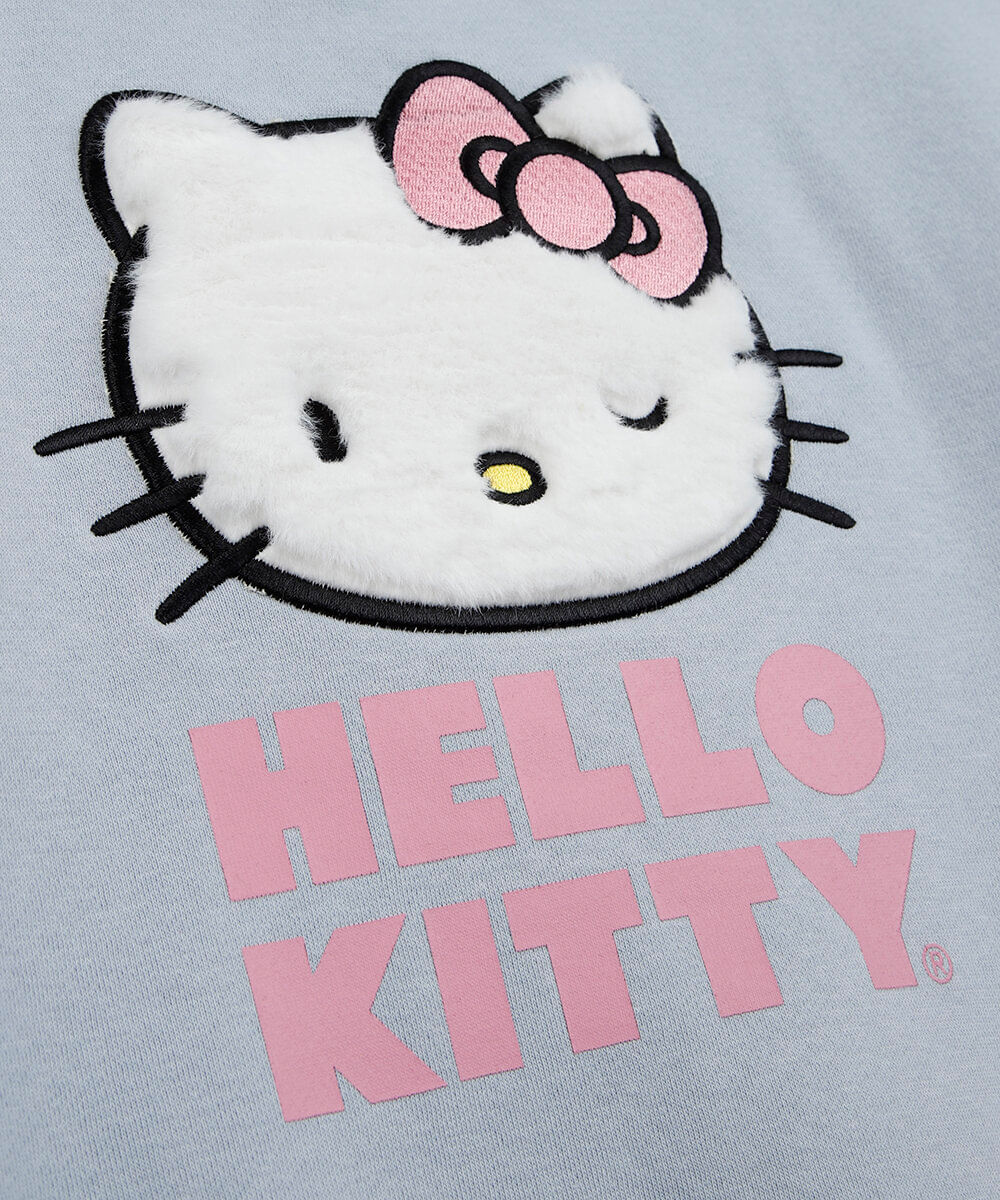blusão infantil de moletom hello kitty azul