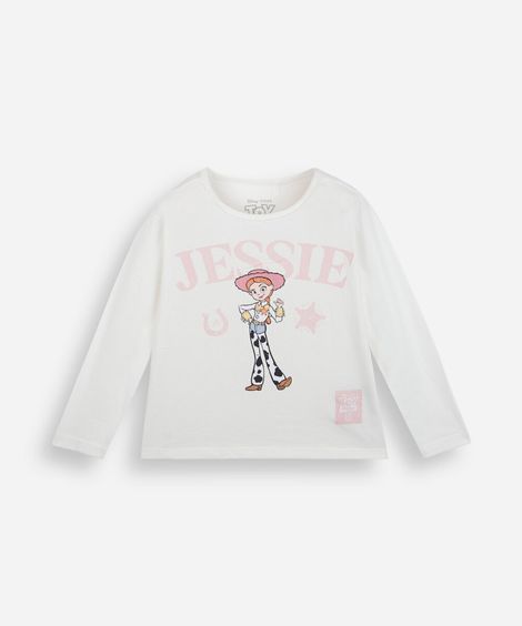 camiseta infantil de algodão manga longa toy story off white