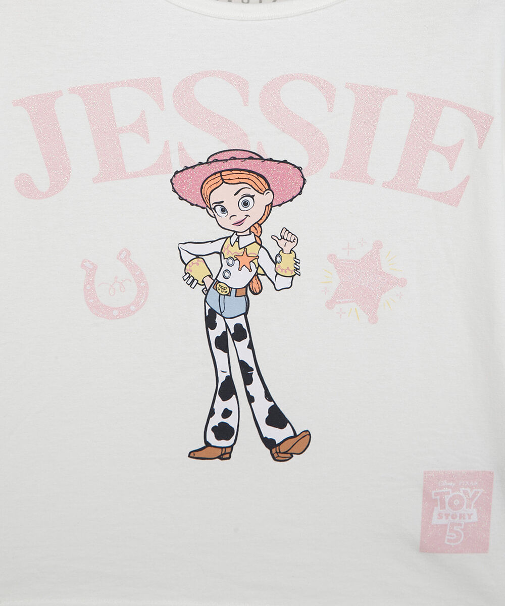 camiseta infantil de algodão manga longa toy story off white