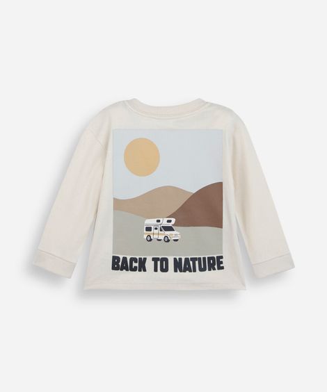 camiseta infantil com algodão manga longa estampado off white