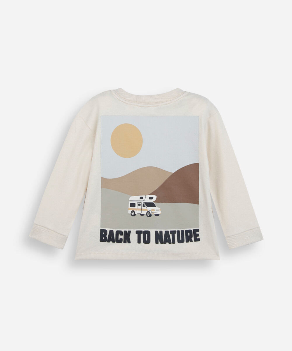 camiseta infantil com algodão manga longa estampado off white