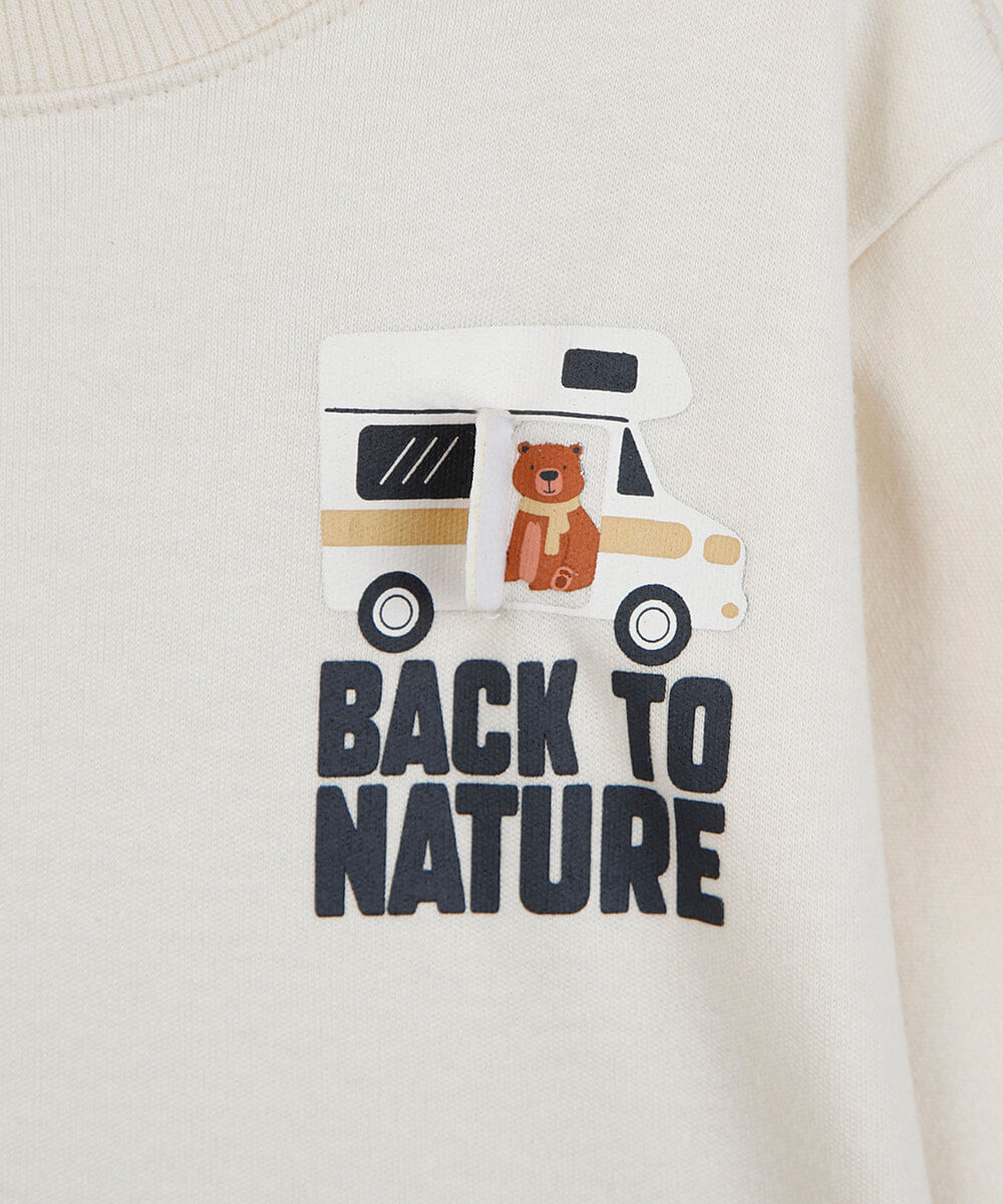 camiseta infantil com algodão manga longa estampado off white