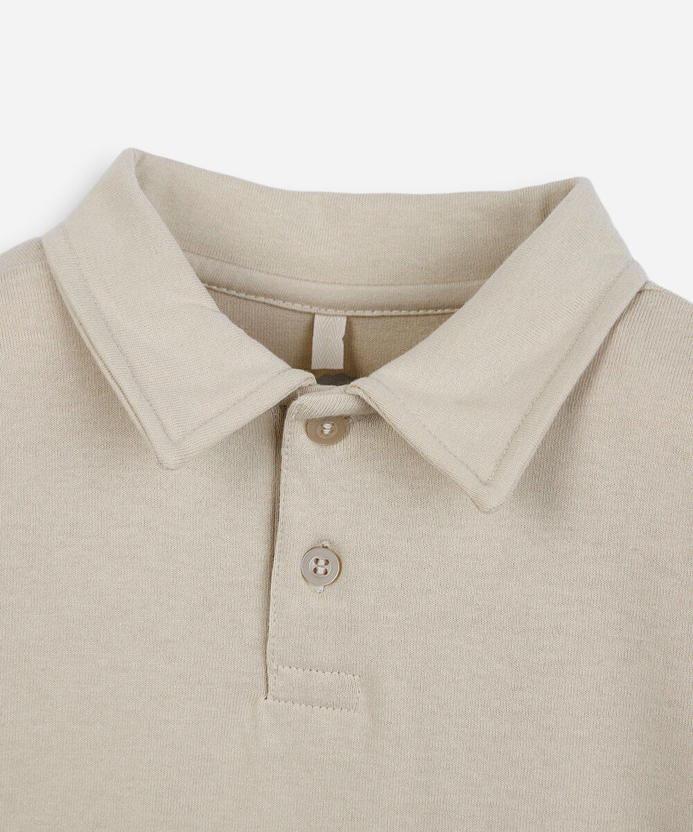 polo infantil de algodão manga longa bege