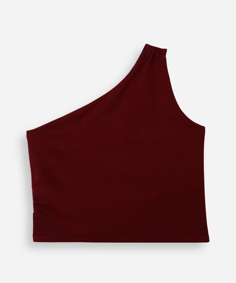 blusa ombro único juvenil com franzido roxa