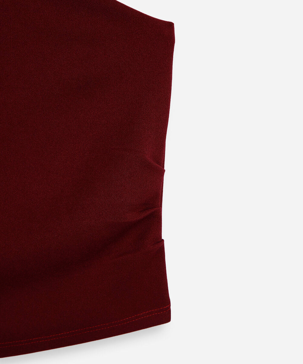 blusa ombro único juvenil com franzido roxa