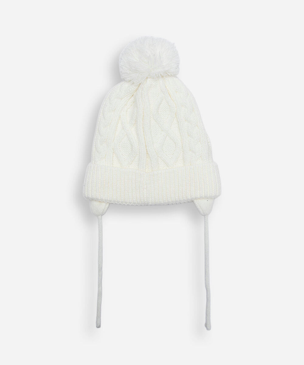 gorro infantil bordado floral off white