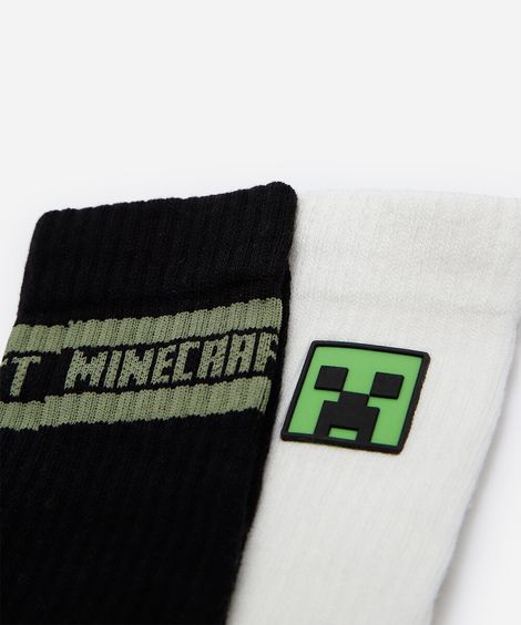 kit de 2 meias juvenis minecraft colorida