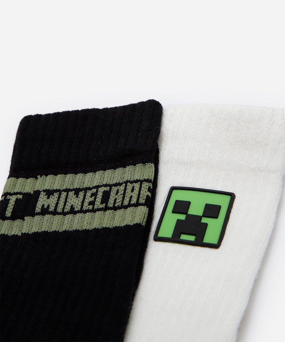 kit de 2 meias juvenis minecraft colorida